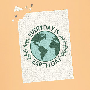 Jeder Tag Ist Tag Der Erde - Vintage Green Earth L Puzzle