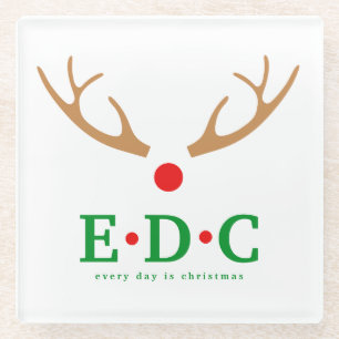 Jeder Tag ist Weihnachten Glas Untersetzer