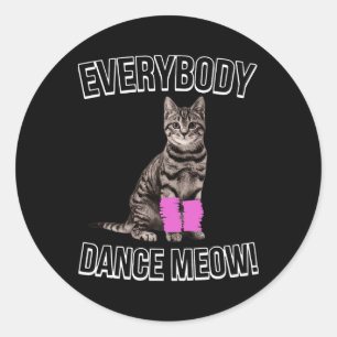 Jeder Tanz Meow Kitten Cat Funny Dancing Cat Runder Aufkleber