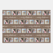 Jeder Text 12 Foto Collage Rustikales Holz Weihnac Geschenkpapier Set (Vorderseite)