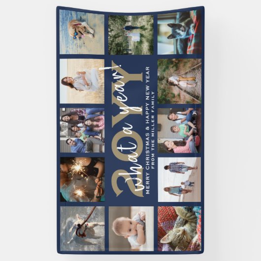 Jeder Text 12 Foto Weihnachten Neue Jahre Blauer U Banner (Vertikal)