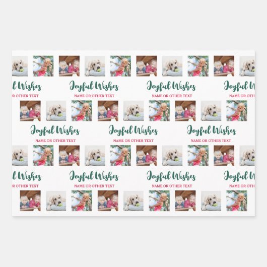 Jeder Text & 12 Fotos hell Moderne frohe Weihnacht Geschenkpapier Set (Vorderseite 2)