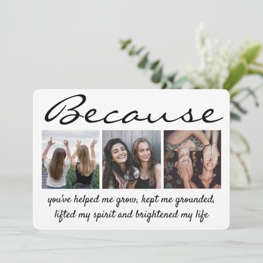 Jeder Text 4 Foto Trauzeugin Bridesmaid Vorschlag Einladung (Stehend Vorderseite)