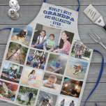 Jeder Text Foto Collage Beste Opa je blau Grau Schürze<br><div class="desc">Feiern Sie mit einem eleganten Foto die schlichten Freuden der Familie und der Kinder in blauer und grauer Schürze. Bilder und Text sind einfach zu verändern. Zitat, das lautet "Weltbeste Opa und Grillmeister je Osten. 20YY" kann Enkel-Namen enthalten und für Papa, Pop-Pop, Paw-Pfow, Grandad, Grampa, Big Daddy usw. personalisiert sein...</div>