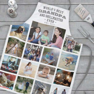 Jeder Text Foto Collage Beste Opa je Grau Schürze