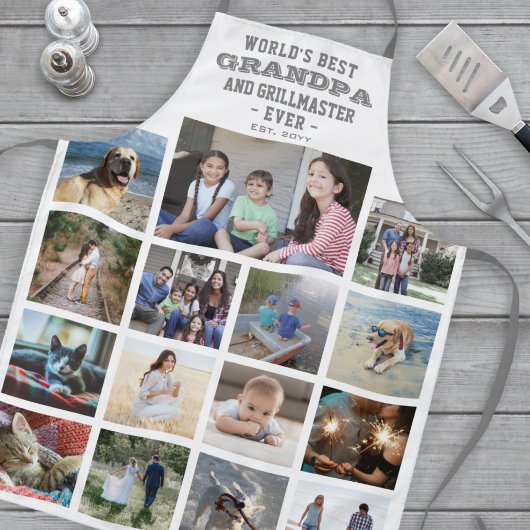 Jeder Text Foto Collage Beste Opa je Grau Schürze