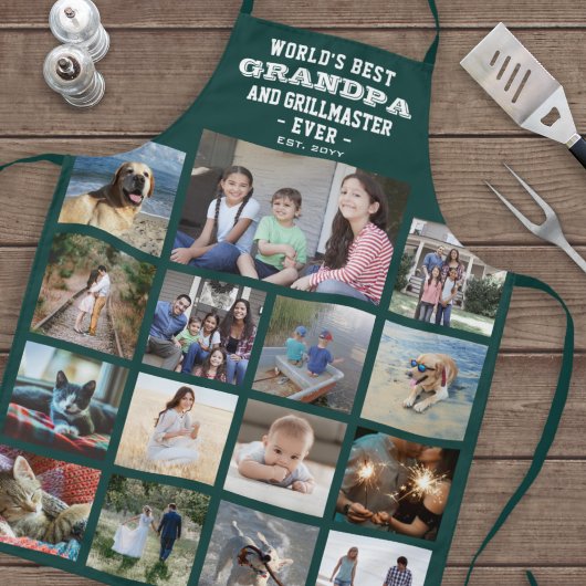 Jeder Text Foto Collage Beste Opa je grün Schürze
