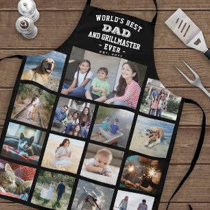 Jeder Text Foto Collage Bester Vater Grill Master  Schürze