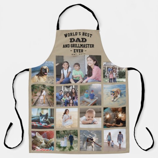 Jeder Text Foto Collage Bester Vater Grill Master  Schürze (Vorderseite)
