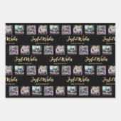 Jeder Text Foto Collage Chic Schwarz & Gold Weihna Geschenkpapier Set (Vorderseite 2)