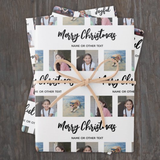 Jeder Text Foto Collage Einfache Brushed Weihnacht Geschenkpapier Set