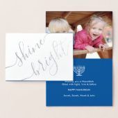 Jeder Text Hanukkah Simple Shine Bright Silver Rea Folienkarte (Anzeige)