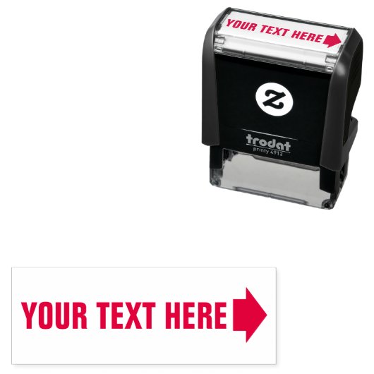 Jeder Text mit Rechtspfeil Selbstfarbige Briefmark Permastempel (Beispiel)