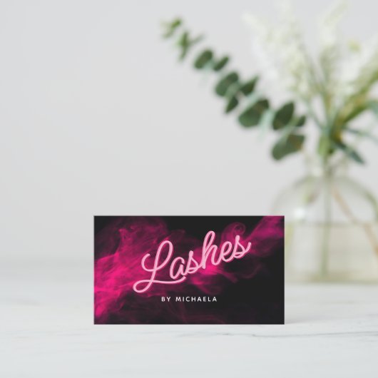 *JEDER TEXT* Moderne rosa Neon & Smoke Lashes/Auge Visitenkarte (Stehend Vorderseite)