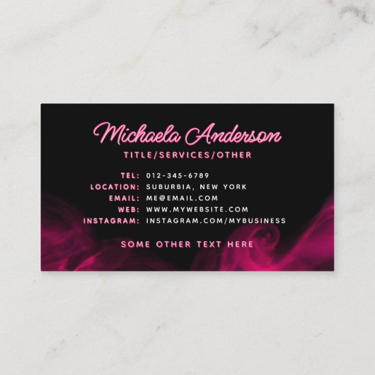 *JEDER TEXT* Moderne rosa Neon & Smoke Lashes/Auge Visitenkarte (Rückseite)