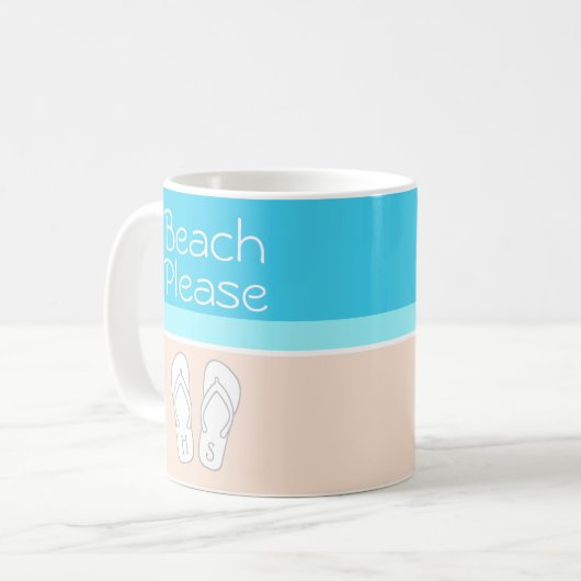 Jeder Text Monogram Beach Bitte Niedlich Moderne F Kaffeetasse (Vorderseite Links)