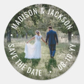 Jeder Text Save the Date einfaches modernes Hochze Runder Aufkleber (Vorderseite)