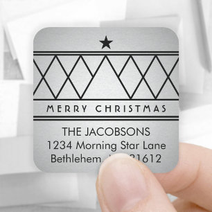 Jeder Text Weihnachten Faux Folie Rücksendeadress- Quadratischer Aufkleber