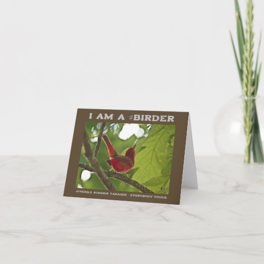 Jeder Vogue Juvenile Summer Tanager Vogelbeobachte Karte (Vorderseite)
