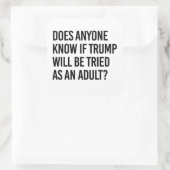 Jeder weiß, ob Trump als Erwachsene ausprobiert wi Quadratischer Aufkleber (Tasche)