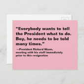 Jeder Will, dem Präsidenten mitzuteilen, was zu tu Postkarte (Vorne/Hinten)