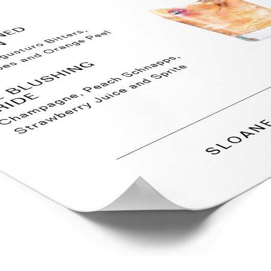 JEDER ZEICHEN Getränke Hochzeitszeichen 8x10 Poster (Ecke)