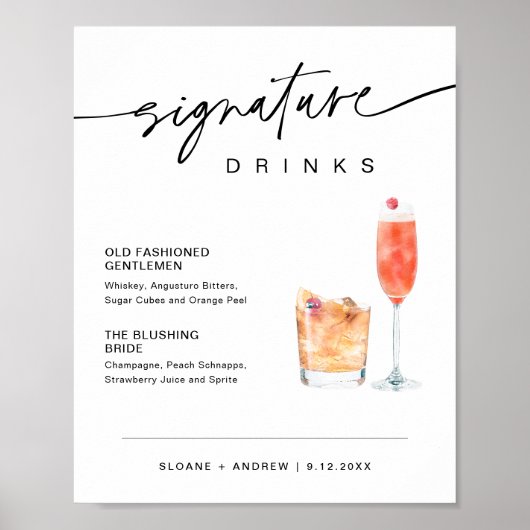 JEDER ZEICHEN Getränke Hochzeitszeichen 8x10 Poster (Vorne)