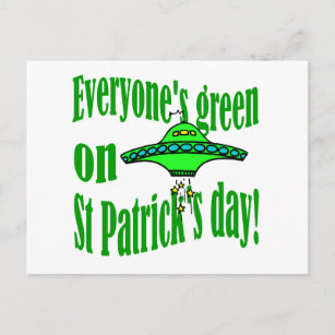 Jedermann ist grün am St. Patrick's Day Postkarte