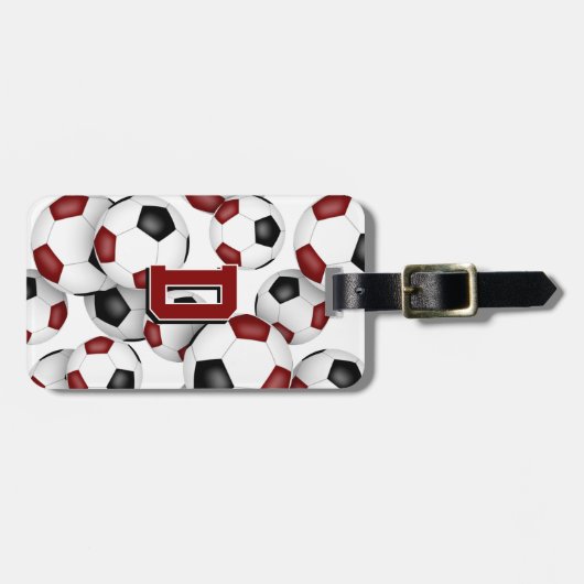 Jedermann-Monogramm-Maroball-Schwarzfußball Gepäckanhänger (Vorderseite horizontal)
