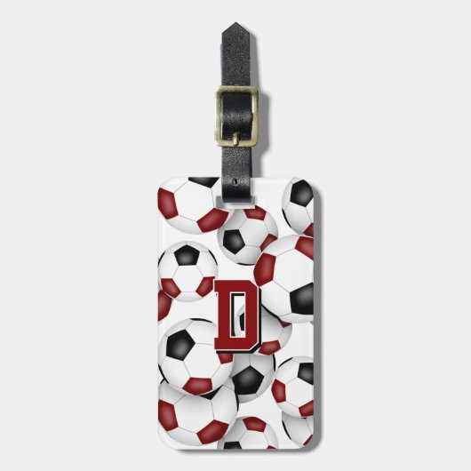 Jedermann-Monogramm-Maroball-Schwarzfußball Gepäckanhänger (Vorderseite vertikal)
