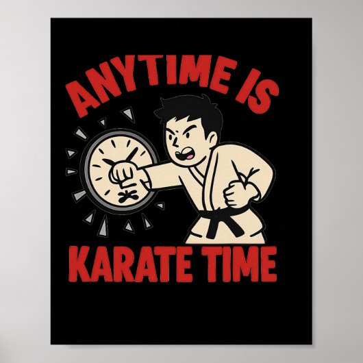 Jederzeit Karate Time Funny Punch Clock Poster (Vorne)