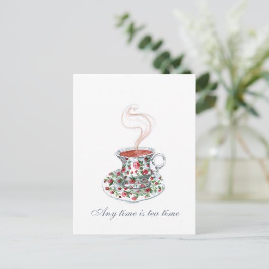 Jederzeit Teezeit Postkarte (Stehend Vorderseite)