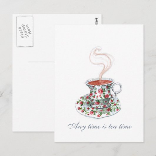 Jederzeit Teezeit Postkarte (Vorne/Hinten)