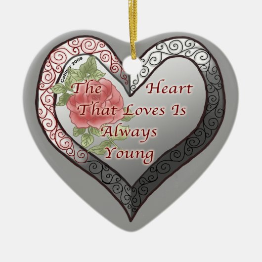 Jederzeit Young Silver Heart Custom Ornaments Keramikornament (Vorne)