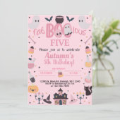 JEDES AGE Fab-boo-lous Halloween Mädchen rosa lade Einladung (Stehend Vorderseite)
