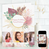 Jedes Alter 3 FotoCollage Personalisiert Boho Gebu Karte
