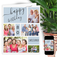 Jedes Alter 5 Foto Collage Gray Blue Custom Geburt