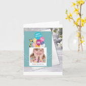 Jedes Alter 5 Foto Collage Türkis Custom Geburtsta Karte (Gelbe Blume)