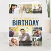 Jedes Alter 8 Foto Collage Blue Personalisiert Geb Karte (Vorderseite)