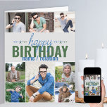 Jedes Alter 8 FotoCollage Cool Personalisierten Ge Karte<br><div class="desc">Personalisierte Geburtstagskarte für jedes Alter. Die Fotovorlage ist für Sie bereit, 8 Ihrer Lieblings-Fotos hinzuzufügen und mit dem Namen oder der Beziehung des Geburtstags, wie Vater, Sohn, Bruder usw., zu personalisieren. Im Inneren lautet die Karte "Happy Geburtstag" und Sie haben auch die Möglichkeit, Ihre eigene, benutzerdefinierte Nachricht hinzuzufügen. Dieses Design...</div>