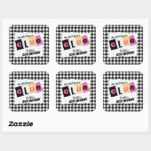 JEDES ALTER 90er Hahnentrittmuster Überraschung Ge Quadratischer Aufkleber (Blatt)