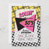 JEDES ALTER 90er Jahre retro kariertes Hahnentritt Einladung (Vorderseite)