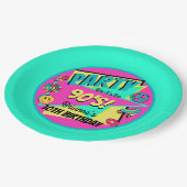 JEDES ALTER 90er Party aqua rosa aquamarin persona Pappteller (Schrägansicht)