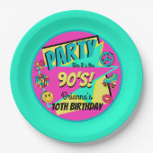 JEDES ALTER 90er Party aqua rosa aquamarin persona Pappteller (Vorderseite)