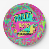 JEDES ALTER 90er Party personalisierte Teller (Vorderseite)