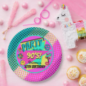 JEDES ALTER 90er Party Regenbogen halftone rosa aq Pappteller (Party)