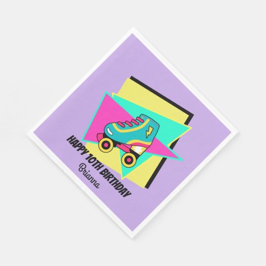 JEDES ALTER 90er Party Retro personalisiert Roller Serviette (Ecke)