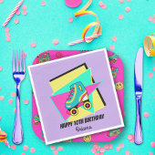 JEDES ALTER 90er Party Retro personalisiert Roller Serviette