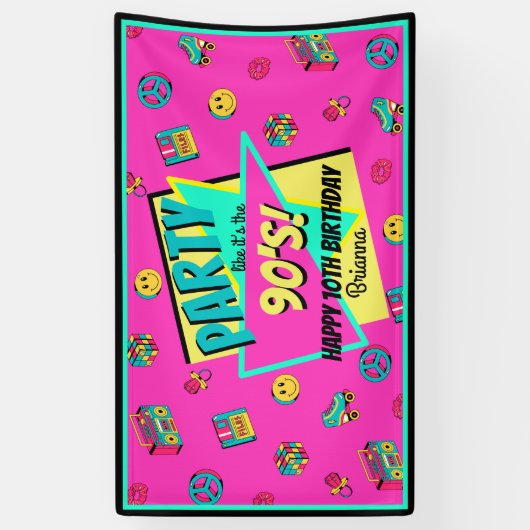 JEDES ALTER 90er Retro-Banner personalisierten Geb Banner (Vertikal)