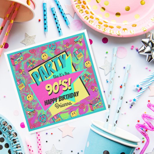 JEDES ALTER 90er Retro-personalisierte Party-Servi Serviette